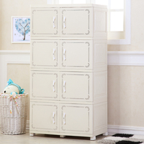  Thickened double-door European-style wardrobe Plastic drawer childrens storage cabinet Baby cabinet storage five-bucket finishing cabinet