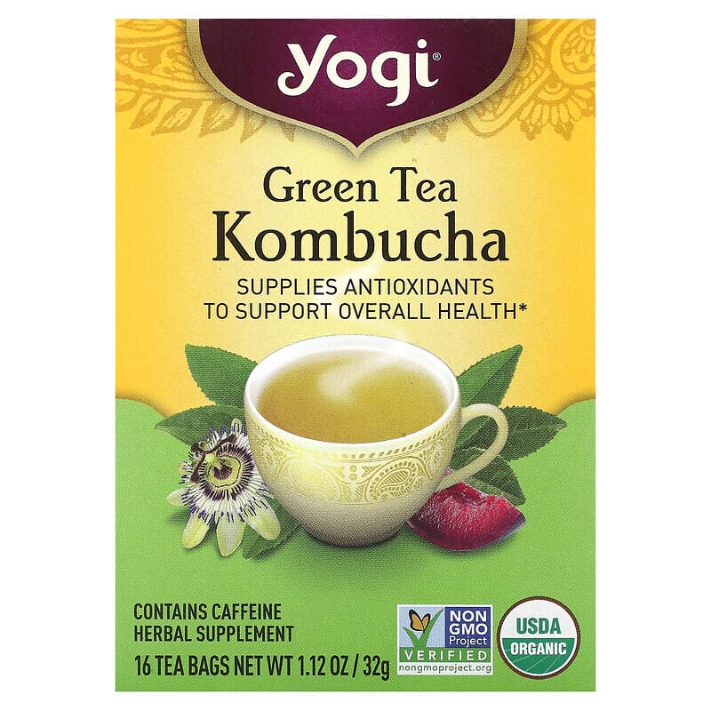 In Stock Yogi Tea Delicious Refreshing Green Tea Lemongrass and Kombucha Mint Passion Fruit Plum Antioxidant
