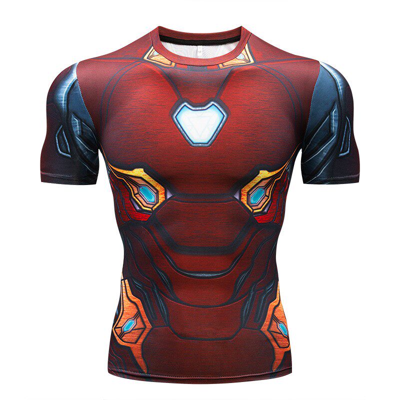Avengers Iron Man T-shirt fitness top Marvel T-shirt men