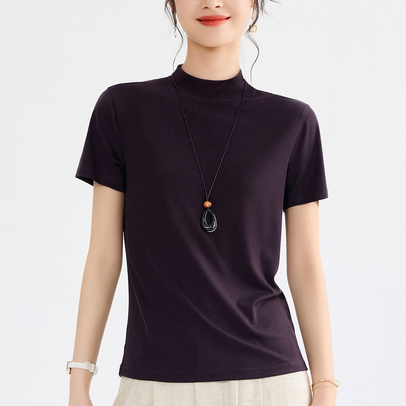 Brotherburg Nylaise Tencel Clean Edition Mid-Neck Short-Sleeve T-Shirt for Women Early Spring 2026 New Model Shenzhen Nanyou Top
