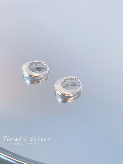 All-body real silver s925 silver plain hoop earrings for women 2025 new hot style light luxury high-end temperament ear jewelry ear buckle