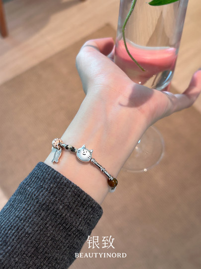 S925 Silver Design Cat Bracelet Women's 2025 New Light Luxury Niche Exquisite Hand Jewelry Bracelet for Gifts