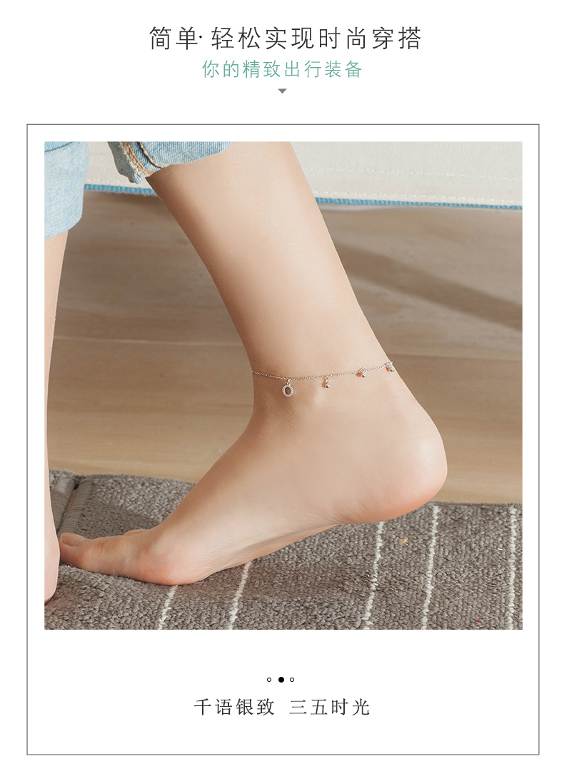 Bạc S925 bạc vòng chân nữ phiên bản Hàn Quốc của học sinh đơn giản Sen thích ứng cá tính nữ mẫu vòng tròn chân trần phụ kiện dây chuyền vòng đeo chân cho nữ