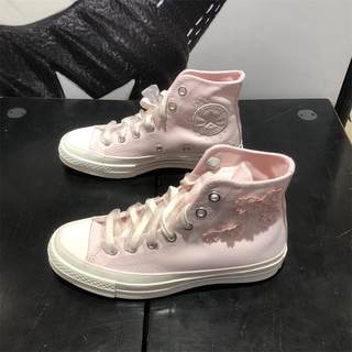 Converse cherry blossom pink embroidered canvas shoes