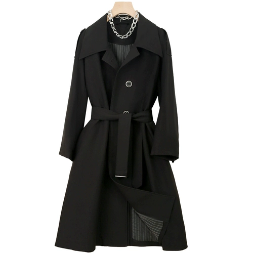 Длинный черный плащ для отдыха, осенняя куртка, в корейском стиле, изысканный стиль