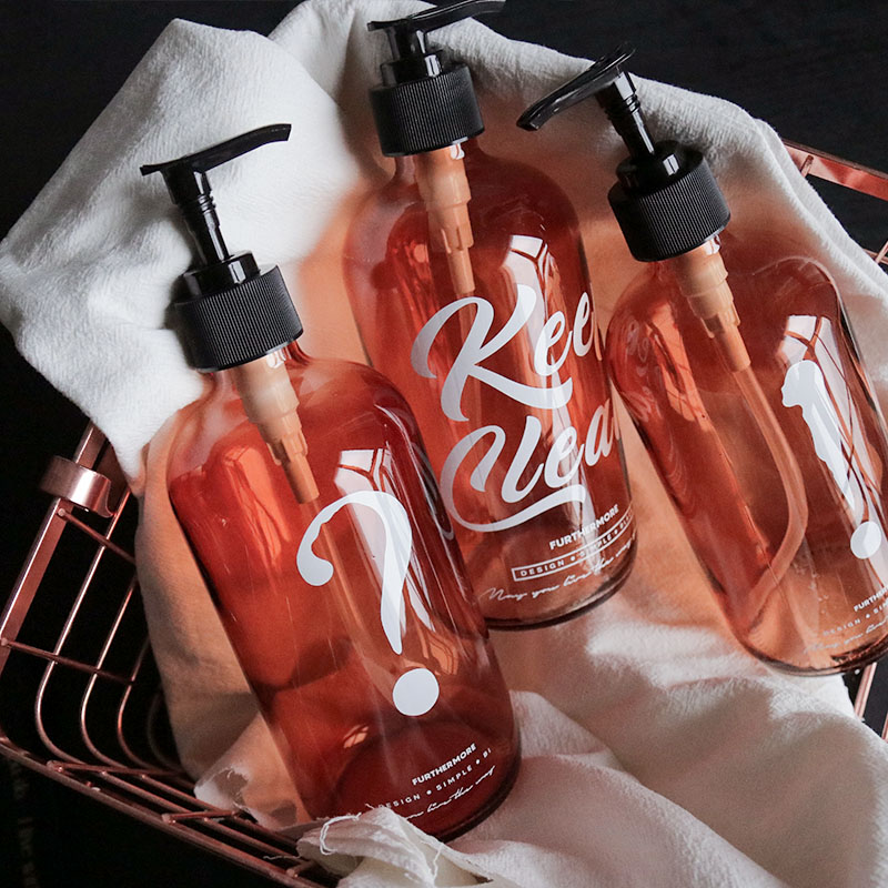 Nordic wind bathroom bath bottle Transparent rose orange shampoo bath bath with hand - washing bottle