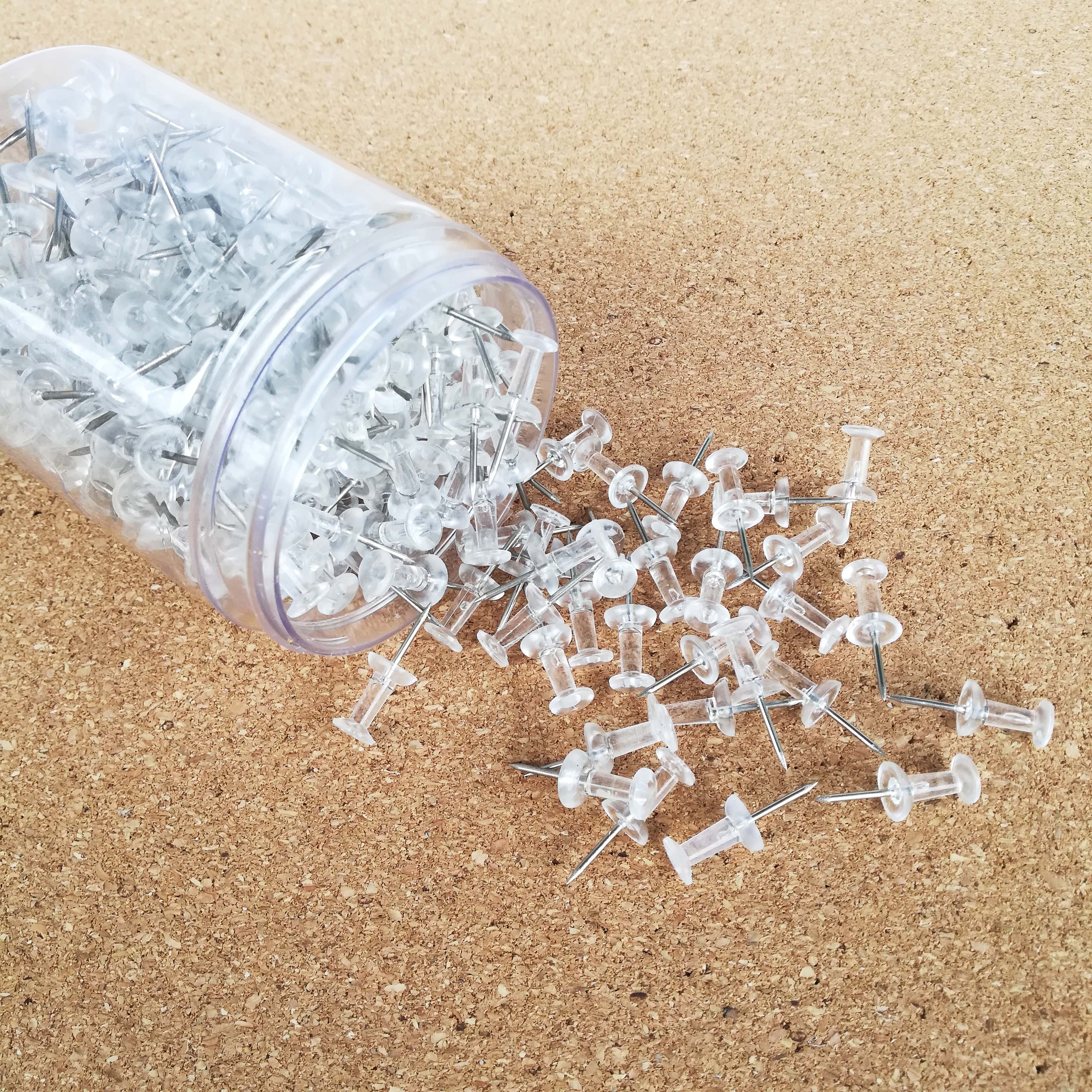 Canned transparent I-shaped nails Kindergarten small pushpin message board Cork board nails Art painting nails 300 pieces