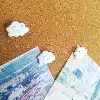 2 white clouds creative pushpins Weather clouds smiley face expression Cork decoration message note stickers press nails