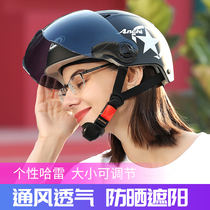 Electric battery car helmet battery car helmet female four-pass summer Harley sunscreen electric car helmet