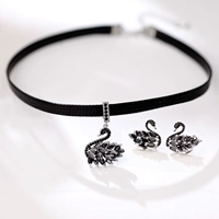 Лебедь, комплект, серьги