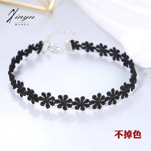 Черное сексуальное японское ожерелье, короткая цепочка до ключиц, аксессуар, чокер, не выцветает, кружевное платье, в цветочек