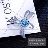 Качественная элегантная синяя высококлассная универсальная брошь с бантиком на лацкан