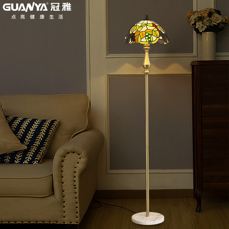 Guanya American all-copper floor lamp living room sofa coffee table bedroom bedside lamp retro warm decoration pure copper buried lamp