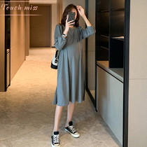 Touch Miss pregnant women autumn dress Western style age-reducing mid-length cover-up meat thin wild sweater dress