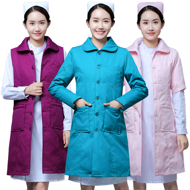 Nurse Down Cotton Coat Long Sleeve Sleeveless Body Jacket Half Sleeve Fall Cotton Padded Jacket Winter Doctor Long cotton clothes Grand coat 