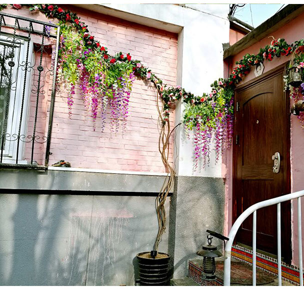 Mô phỏng Wisteria Violet Long Treo Hoa anh đào Hoa giả treo tường Lá xanh Trần hoa nhựa trang trí cây mây - Hoa nhân tạo / Cây / Trái cây cây giả