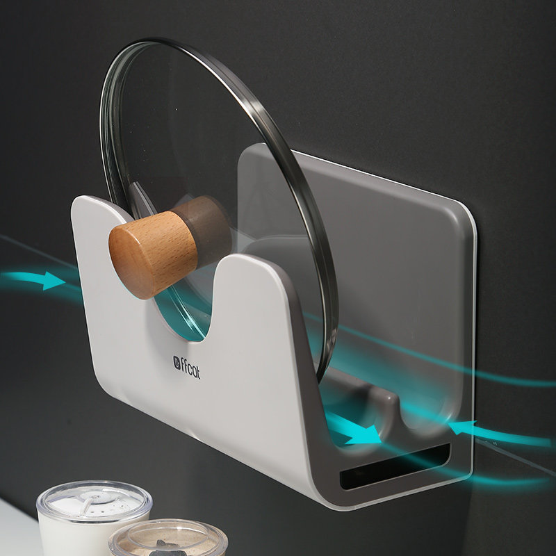 Kitchen pot lid holder with water wall hanging cutting board cutting board storage rack no punch hole put pot lid shelf artifact