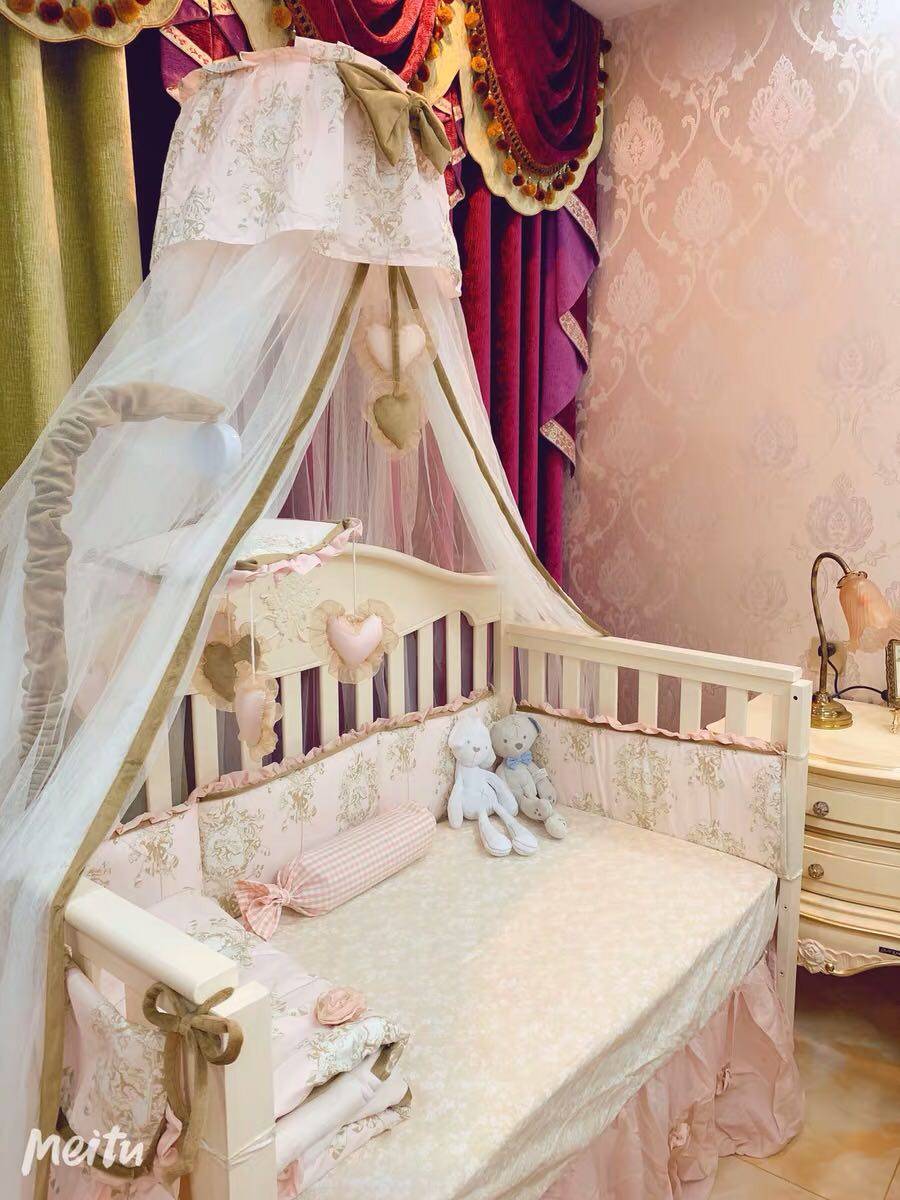 Crib splicing big bed imported solid wood bb bed European-style multi-functional baby bed crib convertible adult bed - Taobao