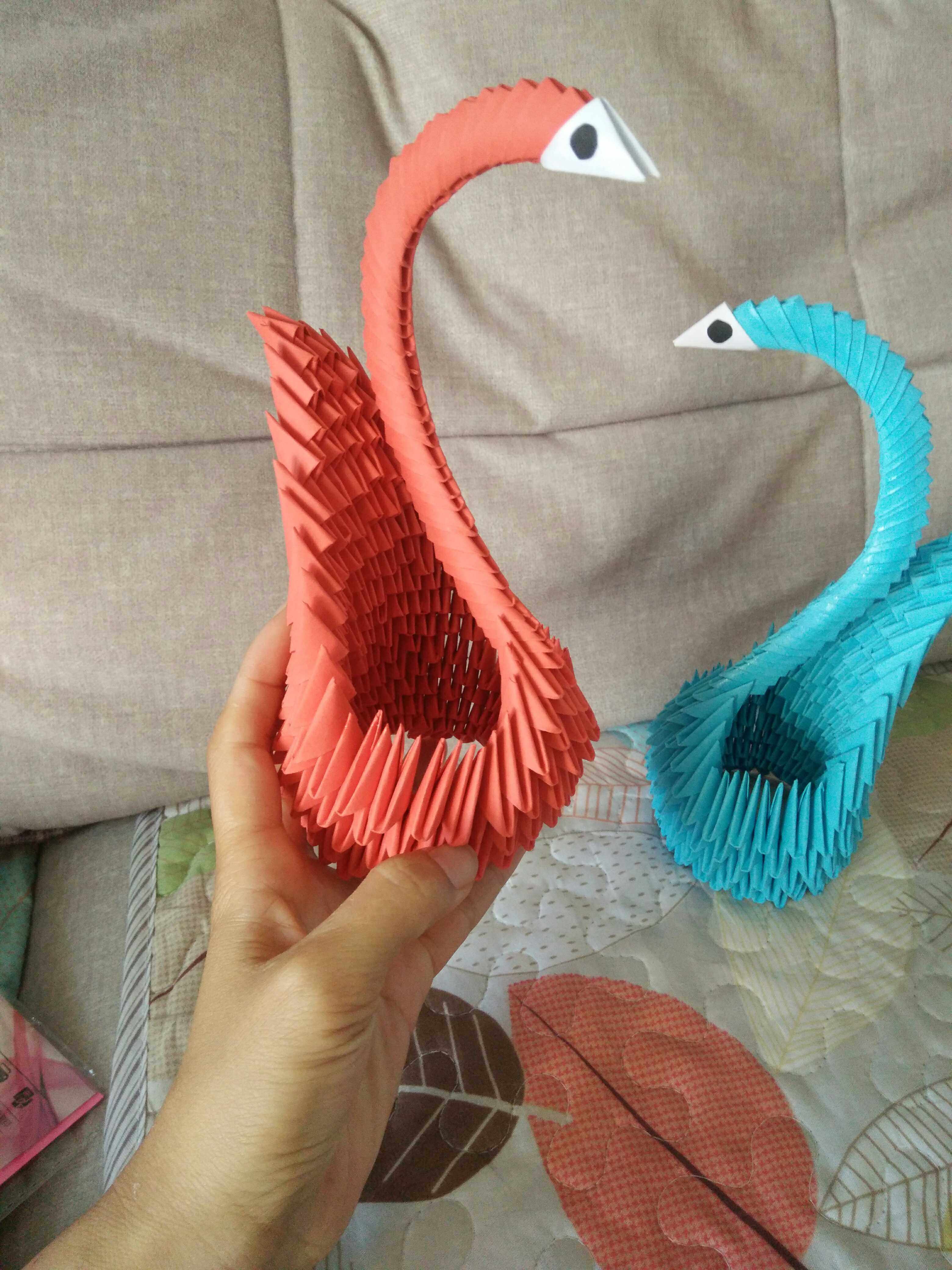 () triangular inserted swan finished solid folding paper hand folding paper student homework design young child diy