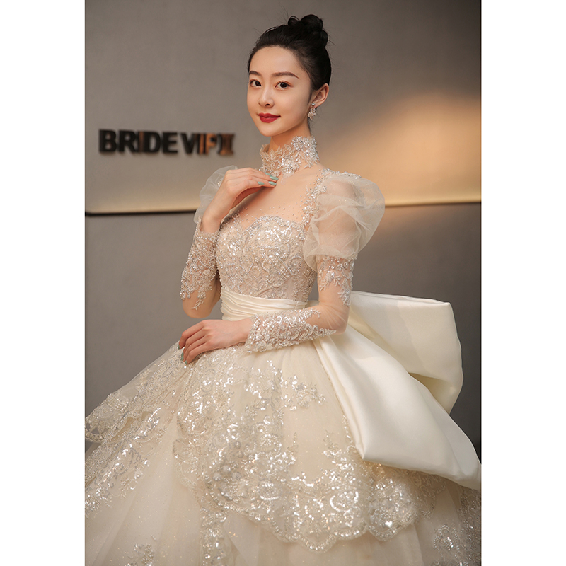 Retro wedding dress, small princess costume with bow, 2022, french style Retro wedding dress, small princess costume with bow, 2022, french style
