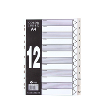 Fudekuai A4 index page 12 grid color spacer card plastic paging card with label classification card directory card PP index card