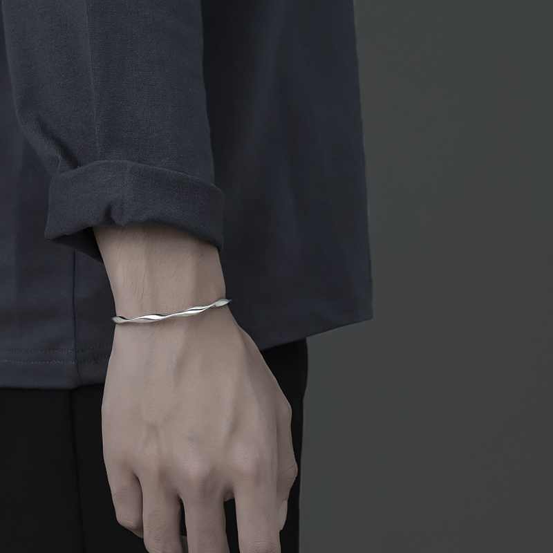 S999 Pure Silver Men's Bracelet, Men's Bangle, Simple and Elegant Gift for Boys, Birthday Gift for Boyfriend