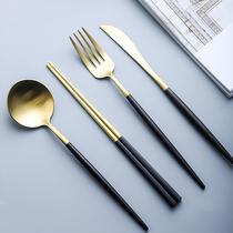 Stainless steel steak knife and fork Nordic Western tableware set ins style European household Full set knife and spoon three-piece set