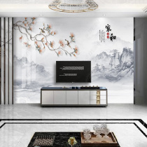 3D New Chinese home and landscape bamboo wood fiber integrated board TV background wall 8D Living room sofa Quick-fit wall panel