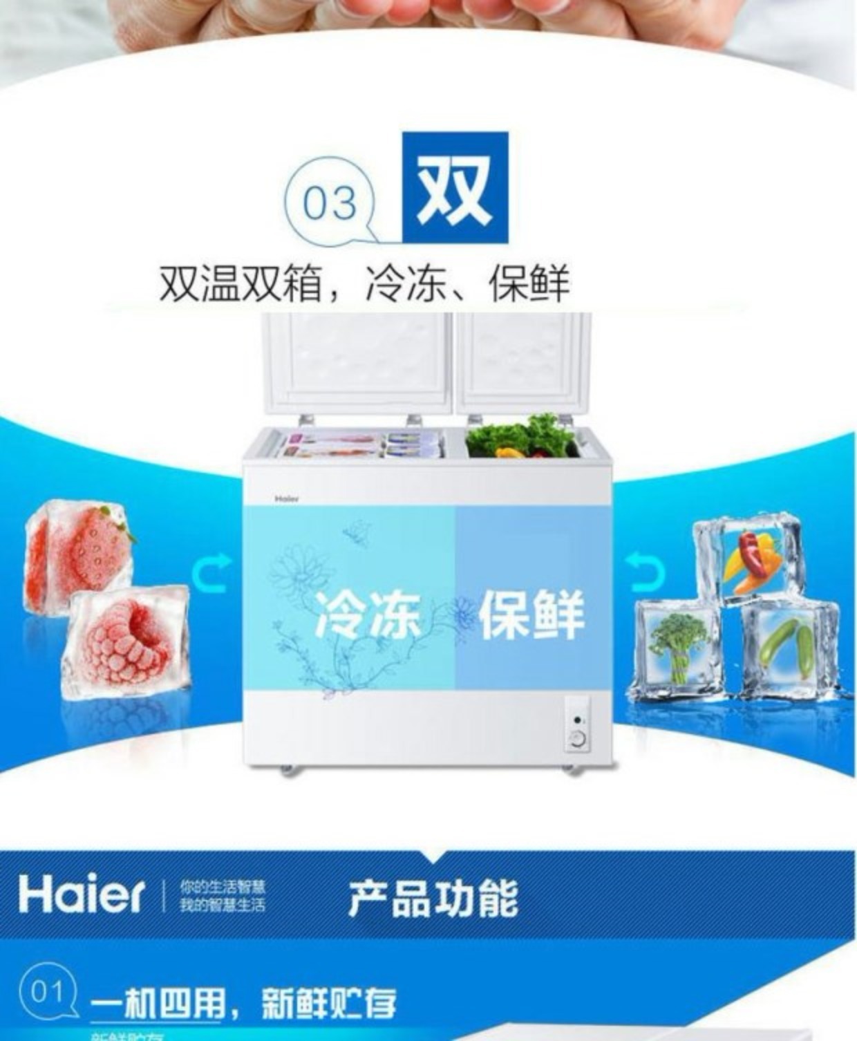 tủ đông sanaky 260l Haier / Haier FCD-291XE Tủ đông lạnh ngang đôi nhiệt độ hai phòng cấp đông tủ đông sanaky