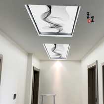 Black and white gray acrylic light luxury art glass ceiling aisle living room entrance transparent glass ceiling plexiglass plexiglass