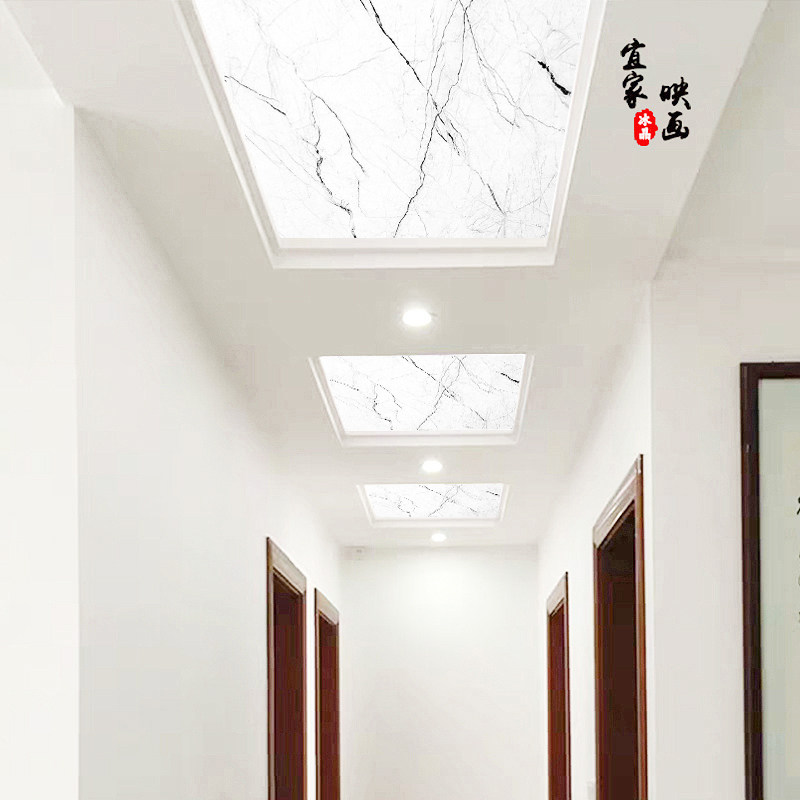 Simple marble art glass ceiling entryway light transmission jazz white 3d ceiling plexiglass translucent panel