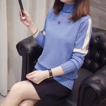 Semi-turtleneck sweater womens loose Korean version of the 2019 autumn and winter new short line sweater pullover sweater long sleeve base shirt