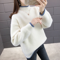 Autumn and winter thickened Chenille sweater womens loose pullover 2019 new Korean version of womens knitted base shirt tide