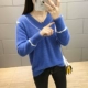 Áo giả nhung nước đáy quần nữ dày áo len lưới màu đỏ 2019 thu đông mới Áo len cổ lọ nữ dài tay - Áo len cổ chữ V áo len nữ hàng hiệu