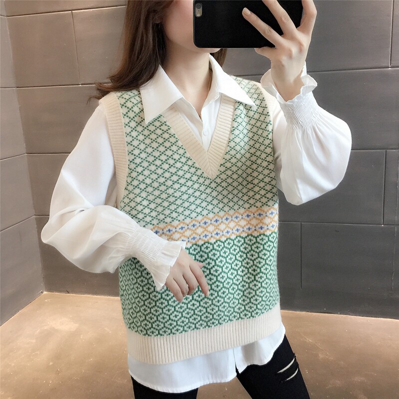 Korean version 2021 New Spring and Autumn Ladies knit waistcoat sweater outwear outside wearing jacket for women's spring and autumn