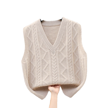 Women's twist knitted vest with versatile 58 v neck