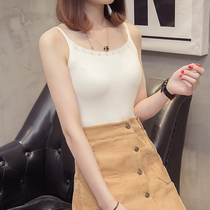 Vest womens summer 2018 new inner halter shirt short slim knitted base shirt sleeveless top to wear outside