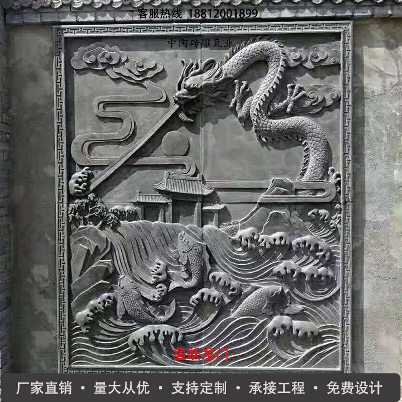 Brick Sculptures Kirin Door God Buddha hand Kuan Kung Customized green brick engraving Chinese Courtyard Shadow wall Decorative Reliefs-Taobao