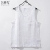 Sợi lanh nhuộm vest nam mùa hè mỏng cotton áo vest vest thể thao giản dị không tay áo thun màu rắn - Áo vest cotton áo ba lỗ tập gym nam Áo vest cotton