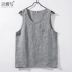 Sợi lanh nhuộm vest nam mùa hè mỏng cotton áo vest vest thể thao giản dị không tay áo thun màu rắn - Áo vest cotton áo ba lỗ tập gym nam Áo vest cotton