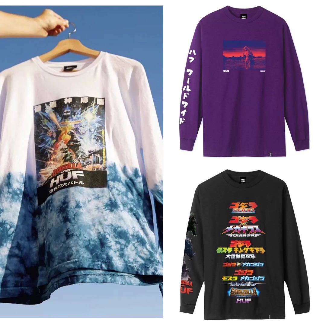 Spot American Huf Godzilla Godzilla Codsl Limited Edition Men and Women with the same long sleeve headdress