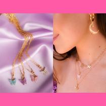 Spot American butterfly earrings matching necklace exquisite hand made necklace powder Jennie model