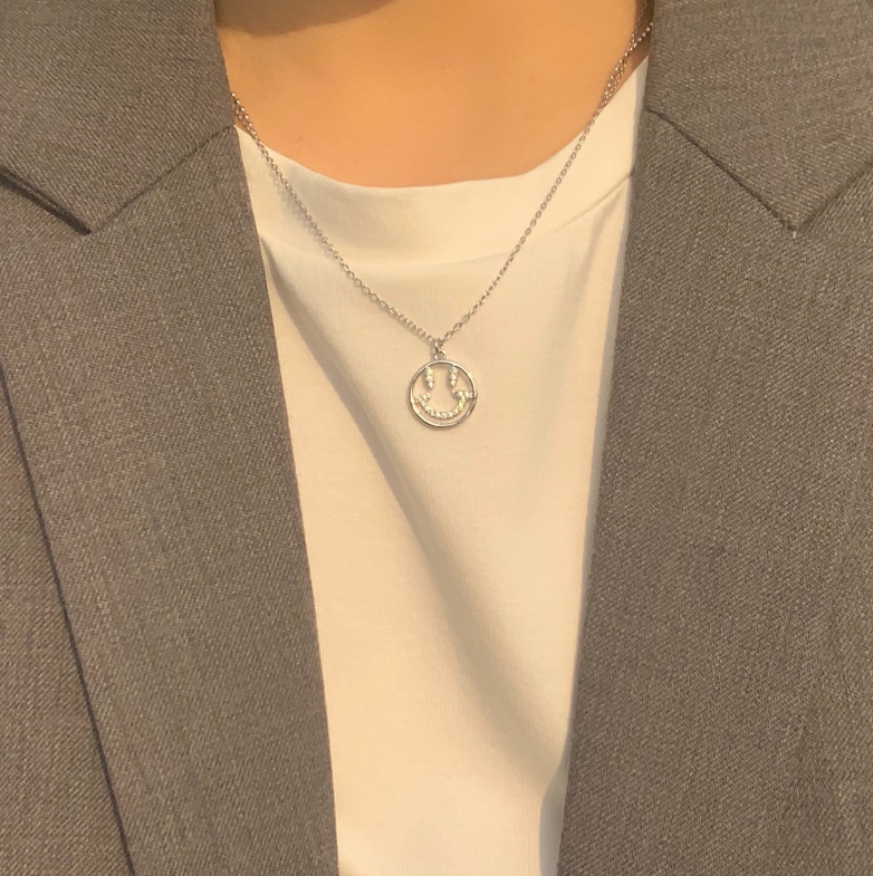 South Korea is now justlover personality all-match double layered collarbone chain smile suit necklace