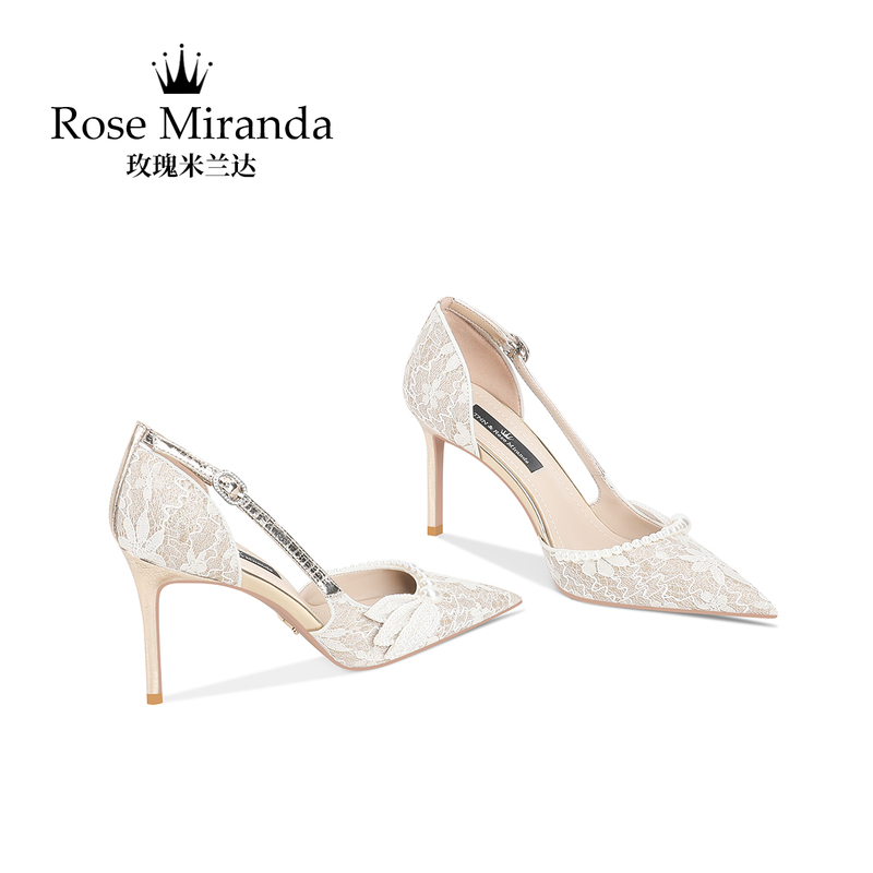 Rose Miranda High-Heeled Shoes Summer New Small Size Hollow Pointed Toe Stiletto Sandals for Women