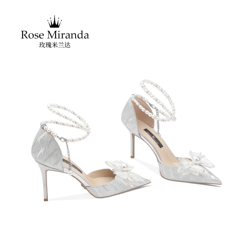 Rosemiranda Rose Miranda Commemorative High Heels [New Store Opening] Silver Coming-Of-Age Ceremony Women's Sandals