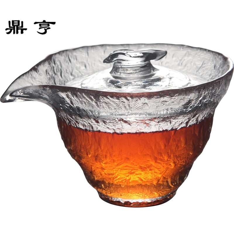 Dingheng new Japanese first snow hammer eye grain glass cover bowl tea cup thick heat-resistant hand grab pot large tea maker 2