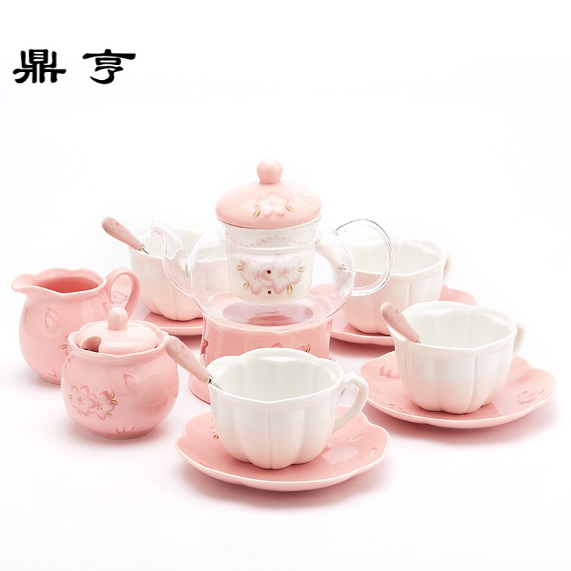 Dingheng Ceramic Complete Heat-resistant Glass Flower Tea Co-filter Flower Tea Set Boiled Fruit Tea