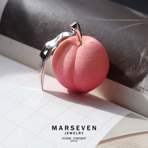 MARSEVEN picnic series Big Peach stud studs 925 silver gradient pink 3D printing design earrings
