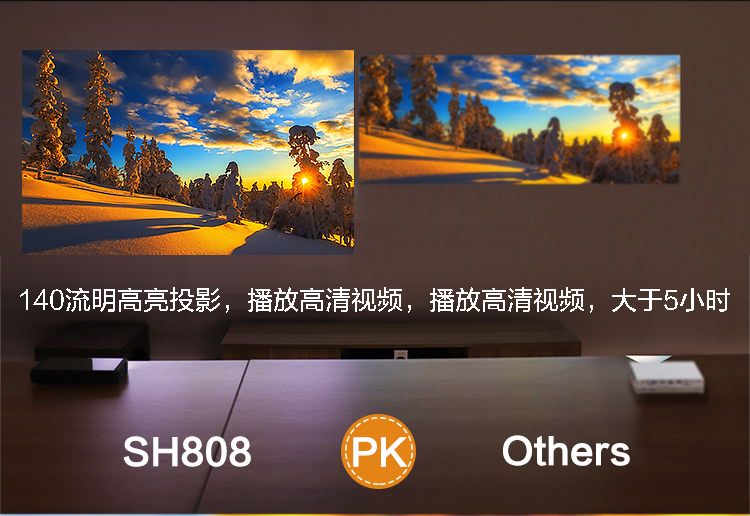 Single Shadow Canopy SH808 Full Netcom 4G Ba điện thoại thông minh chống chiếu Home Office One Projector - Máy chiếu