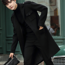 2019 new Korean version of the trend coat mens wool coat medium-long youth British windbreaker wool clothes